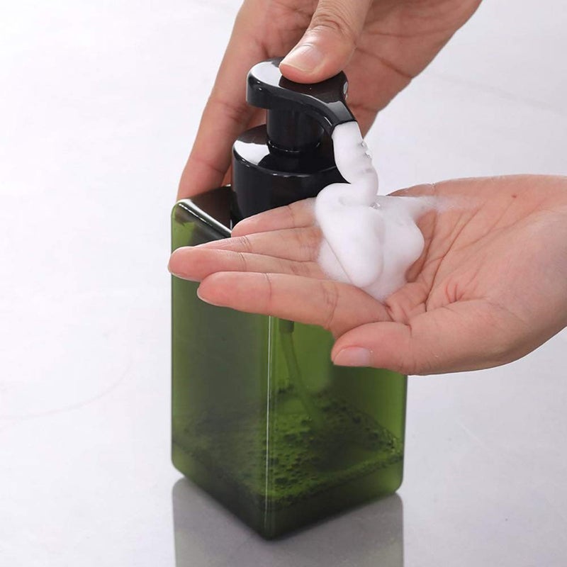 UUJOLY Foaming Soap Dispenser, 450ml (15oz) Refillable Pump Bottle Plastic for Liquid Soap, Shampoo, Body Wash (2 Pcs) (Green) - Image 3